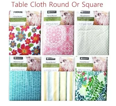 Flannel Back Vinyl Table Cloth Spring Waterproof Assorted Colors And Size • $11.98