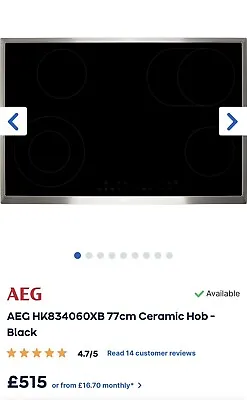 AEG HK834060XB 77cm Ceramic Hob (EX DISPLAY) • £270