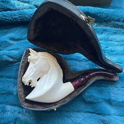 Estate Unsmoked Unknown Carver Stallion/Horse Meerschaum Pipe • $19.50