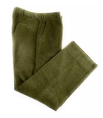 J. Press Men's Flat Front Thin Wale Corduroy USA Made Green Pants 36R 36x31 • $34.95