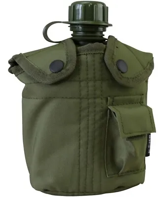 Military Style Olive Green Water Bottle & Pouch I'm A Celebrity Canteen Camping • £9.95