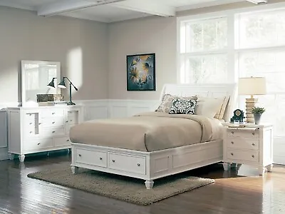 SPECIAL - Farmhouse Bedroom Furniture - White Finish 5 Piece Queen King Set IL7B • $2545.85