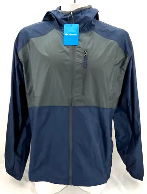 NEW Columbia Flash Forward Windbreaker LS Hooded Full Zip Navy Grey Men's XL • $33.99