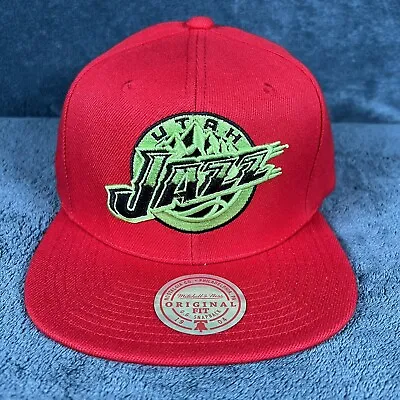 Utah Jazz Hat Reverse Grinch Red Green Mitchell And Ness Snapback Cap H12 • $29.99