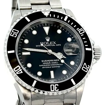 1999-2000 Rolex Submariner Date 16610 40mm Black Stainless Steel A Serial Watch • $8000