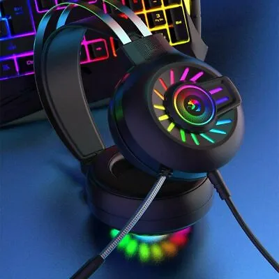 $30.99 • Buy RGB LED Gaming Headset Headphone For PC Mac Nintendo Switch Laptop PS4 Xbox XS