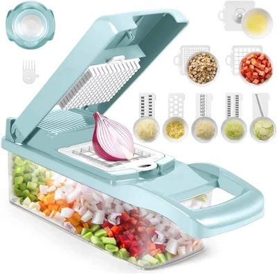 £7.15 • Buy 12 In 1 Mandolin Vegetable Food Slicer Julienne And Container - Peel Cut Slice