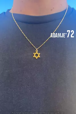  Star Of David Stylish  Necklace Men's 14K Yellow Gold Finish With Chain 18 • $70.96