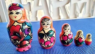 Russian Semenov Nesting Dolls Matryoshka Set 5 Pcs Hand Made & Painted In Russia • $19.99