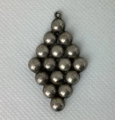 Vintage STERLING SILVER Mexico Modernist Balls Diamond Shaped Necklace PENDANT • $30