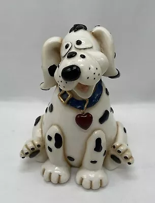 Spotted Dog Piggy Coin Money Bank Vintage Resin Dalmatian 8” Has Stopper • $11.92