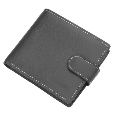 $14.95 • Buy Mens Wallet With Coin Pocket Black Bi Fold Genuine Leather Card Slots Zipper New