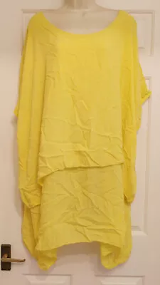 Made In Italy Lagenlook Buttercup Yellow Layered Dress  Super Soft OSFA 70” Bust • £11