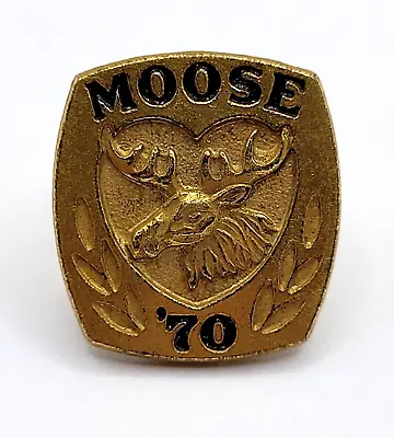 Moose Lodge Vintage 1970 Lapel Tack Pin Black Gold Tone Moose Relief Morgans • $12.95