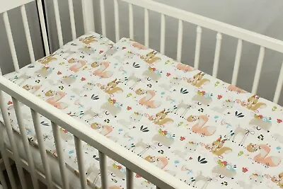 2 3 4 5 Pc Bedding Set Nursery Baby 100% Cotton For Cot Bed Cartoon Animals Baby • £10.99