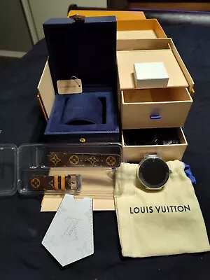 Louis Vuitton Tambour Horizon Monogram Eclipse Watch QA050Z Brown Louis Strap • $1200