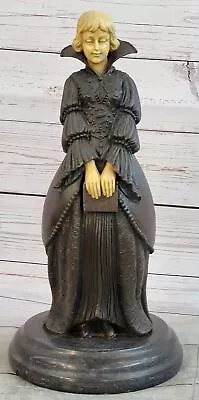 Victorian Era Woman Holding A Book Bronze Sculpture Statue Decor On Marble Base • $449