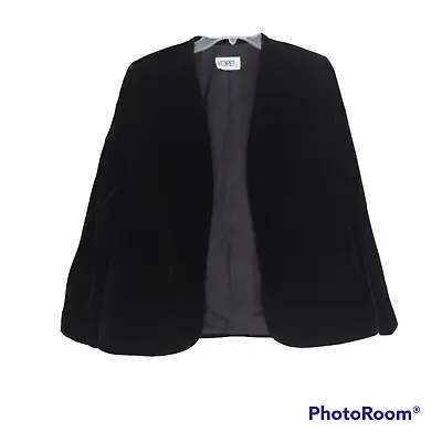 Vintage Koret Union Made Open Front Velour Black Lined Blazer Jacket  • $30