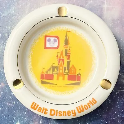 1970’s Walt Disney World Ashtray White Yellow Red 5” Castle Productions Vintage • $6.99