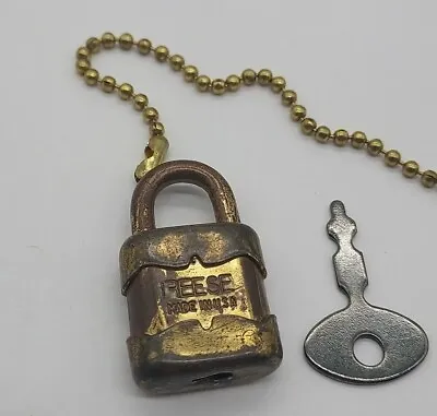 Vintage Tiny Miniature Luggage Reese Padlock Lock Keys U.S.A.  • $9.95