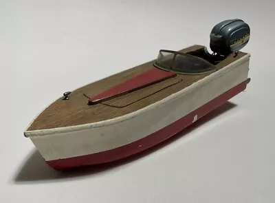 Vintage Wood Toy Battery Operated Boat With TORNADO Outboard Motor • $125