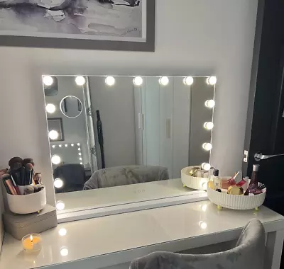 Extra 27.5'' X 21.6'' Large Hollywood Mirror Makeup +17 LED Bulbs Dimmable Light • £62