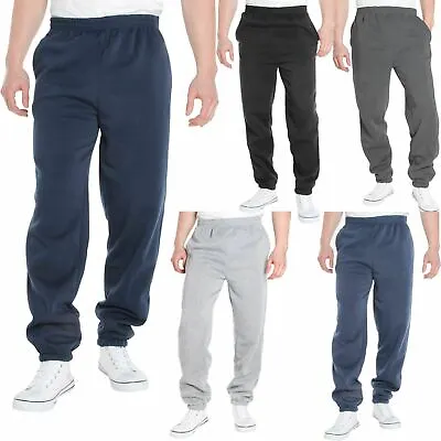 Mens Fleece Elasticated Jogging Bottoms Track Pants Casual Joggers Trousers S 5X • £12.99