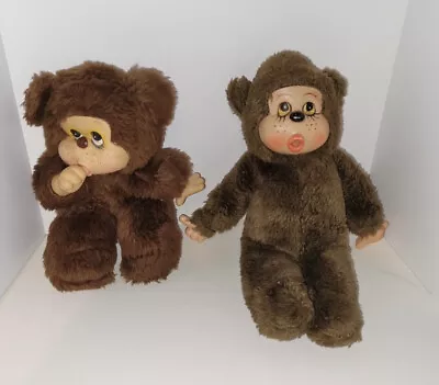 Vintage Lot Of 2 Monchichi Thumb Sucking Plush Baby Doll Monkey Sekiguchi • $50.96