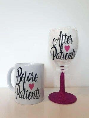 £14.99 • Buy Doctors Nurse NHS Carer GIFT Before Patients & After Mug Wine Glass Set