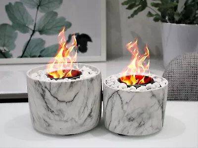 £17.99 • Buy Bio Ethanol Fireplace Tabletop Marble Effect Burner Fire Pit Bowl Pot Round