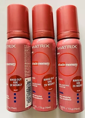 3x Shade Memory Vivid Red Foam HaiIr Conditioner COOL By Matrix 2.5 = 7.5 Oz  • $17.99