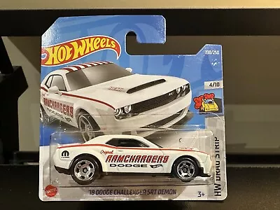 Hot Wheels 18 Dodge Challenger SRT Demon White HW Drag Strip 2022 4/10 198/250 • £4.99