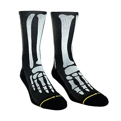 MERGE4 Ribsman Large Crew Socks For Men And Women Black White Skeleton Spooky • $20.99