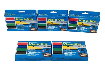 5 Lot Sanford Vis-A-Vis Overhead Transparency Wet Erase Markers 4Color Set New • $49.95