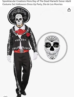 Mens Day Of The Dead Mariachi Senior Adult Halloween Costume Large Size • $29.99