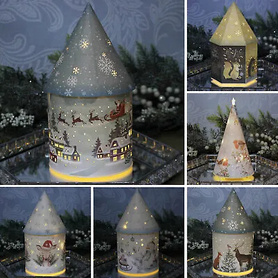 £10.50 • Buy Light-Up LED Santa Cone Houses Christmas Ornament Xmas Snowman Decoration Gift