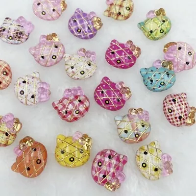 Acrylic Kawaii Cat Flatback Cabochon Scrapbook Charms Tartan Cats Gingham Print • £4.99