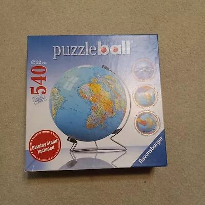 540 Piece 2007 Globe Jigssaw Puzzle Ball Ravensburg With Two Stands For All Ages • $20