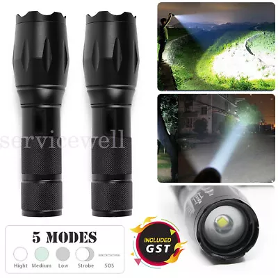 UPTO X2 XML-T6 Tactical Flashlight Torch Super Bright Camping LED Zoomable Torch • $14.55