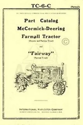 Farmall McCormick Regular Narrow Parts Catalog Manual • $27.39