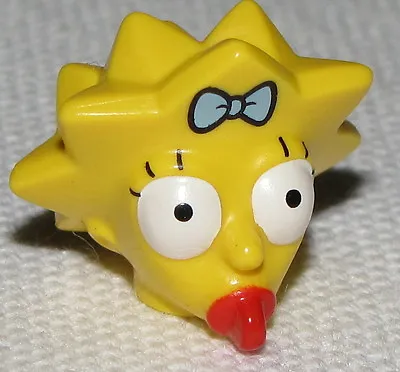 Lego New Yellow Minifig Head Modified Simpsons Maggie Simpson Series Blue Bow • $0.99