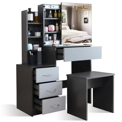 £119.99 • Buy Dressing Table With Drawers Mirror Stool Set Makeup Desk Vanity Table Bedroom