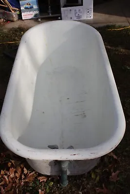 1926 Antique Cast Iron Porcelain Enamel Claw Foot Tub • $800