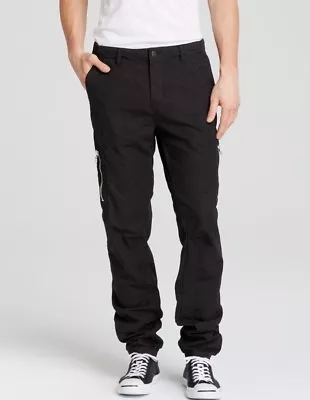 RARE Mens J Brand Jeans Flight Pants Zipper Cargo Joggers In Black Sz 32 • $109