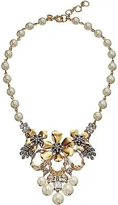 $72.90 • Buy J.Crew 275387 Flo Pave And Pearl Necklace Pearl One Size