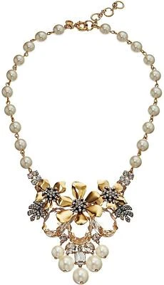 $72.90 • Buy J.Crew 275387 Flo Pave And Pearl Necklace Pearl One Size