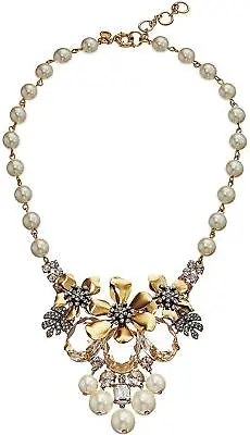 J.Crew 275387 Flo Pave And Pearl Necklace Pearl One Size • $68.85