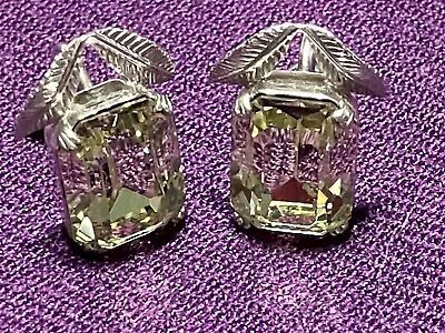 Antique VTG Van Dell Clear Rhinestone Signed Sterling Silver Screwback Earrings • $24.99