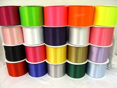 £26.99 • Buy QUALITY SATIN SASH RIBBON 4in 100mm WIDE CHOICE OF 18 BEAUTIFUL COLOURS - NEW 