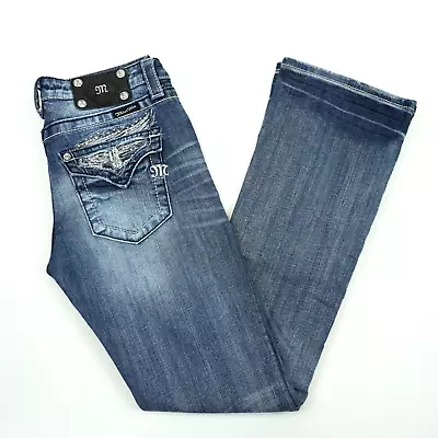 MISS ME Distressed Jeans Womens Size 26 X 32 Blue JE533OE2L Denim Easy Boot • $19.99